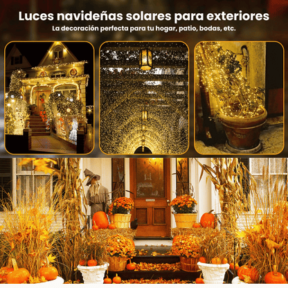 LUCES NAVIDEÑAS CON PANEL SOLAR + ENVIO GRATIS