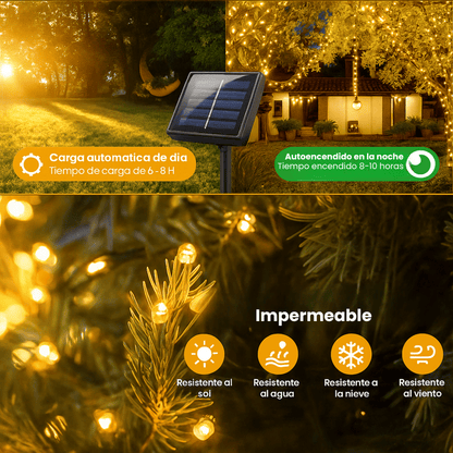 LUCES NAVIDEÑAS CON PANEL SOLAR + ENVIO GRATIS
