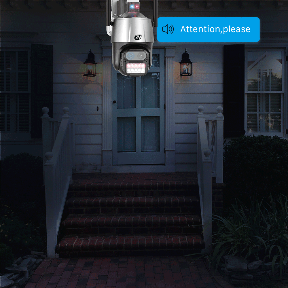 ﻿Cámara Doble Lente con Sirena Disuasoria