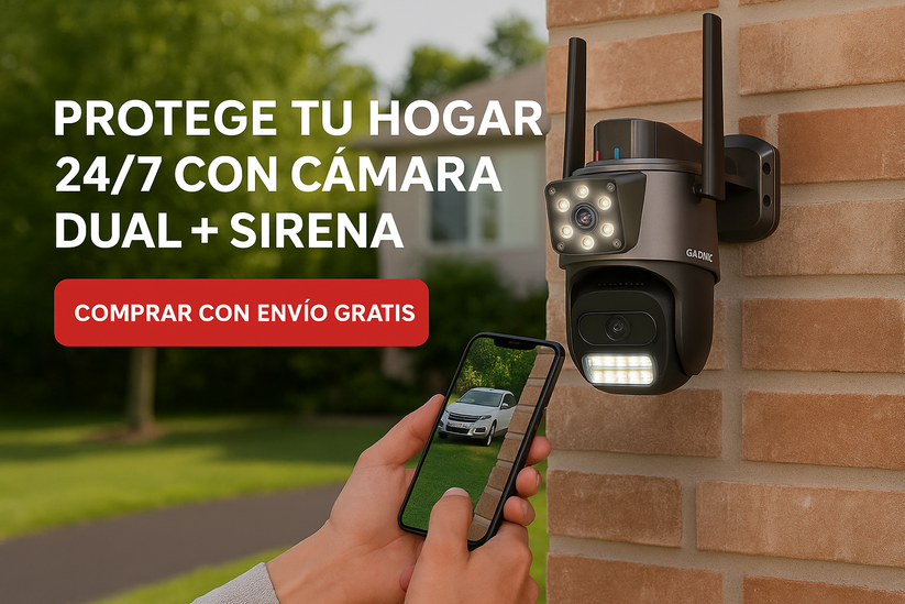 ﻿Cámara Doble Lente con Sirena Disuasoria