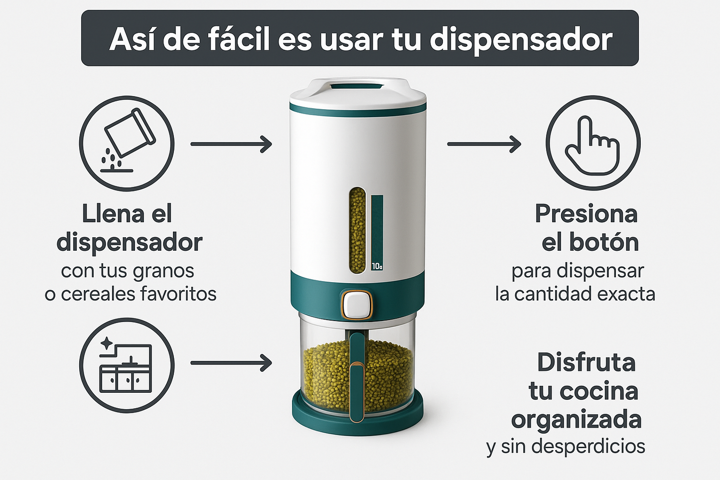 Dispensador De Arroz 12kg 25 libras